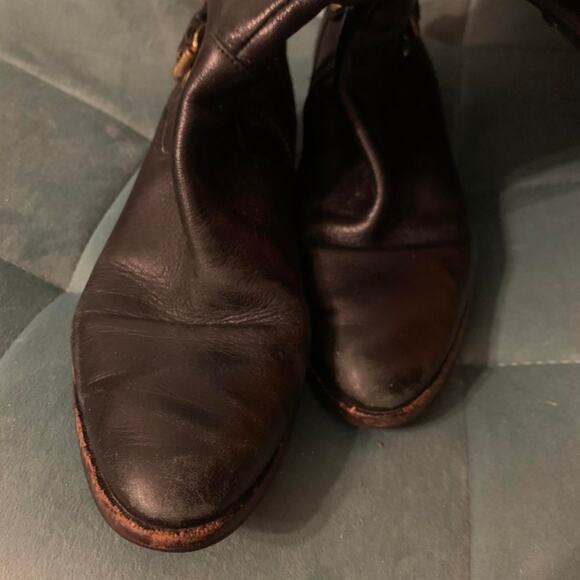 MICHAEL KORS BLACK GENUINE LEATHER GOLD STUDDED RIDING BOOTS - Picture 3 of 4